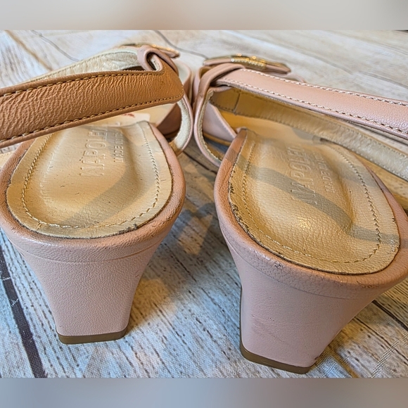 Napeleoni Size 41 (10) Square Toe Slingback Block Heel Ballet Pink Made in Italy - Picture 9 of 11